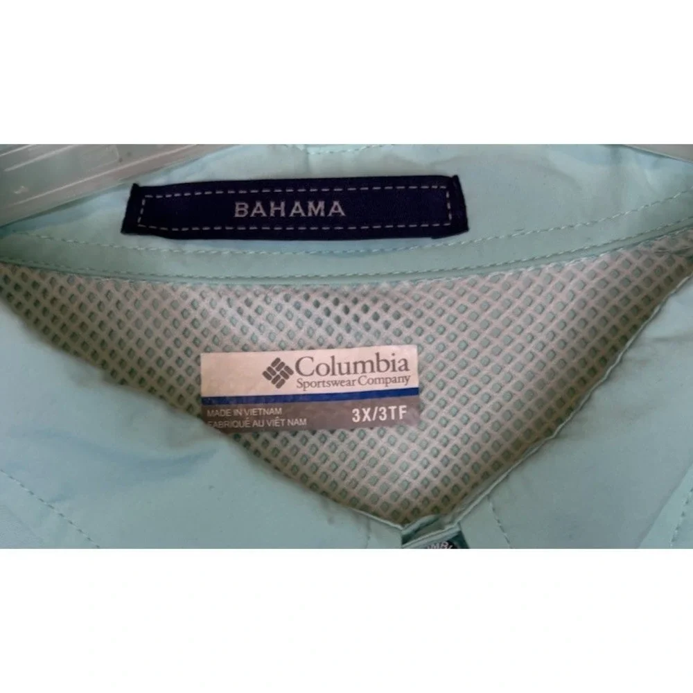 Columbia Bahama Shirt Mens 3X Light Blue PFG Omni Shade Vented‎ Short Sleeve